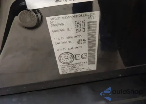 2017 Nissan Rogue S/Sl/Sv z USA, uszkodzony, nr VIN 5N1AT2MV6HC868748